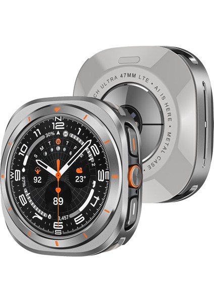 Samsung Galaxy Watch Ultra 47MM Saat Kılıfı Alüminyum Alaşım + Pc Koruyucu Kapak - Gri + Turuncu (Yurt Dışından) indirimleri