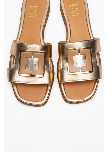Millie Altın Hakiki Deri Tokalı Kadın Terlik fiyatları