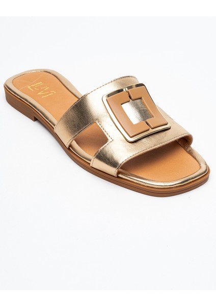 Millie Altın Hakiki Deri Tokalı Kadın Terlik modelleri