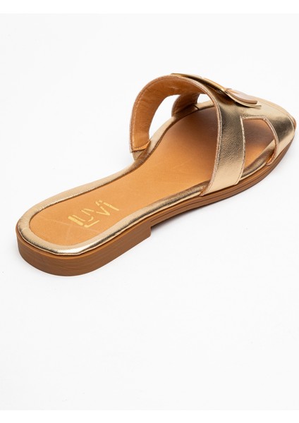 Millie Altın Hakiki Deri Tokalı Kadın Terlik indirimleri