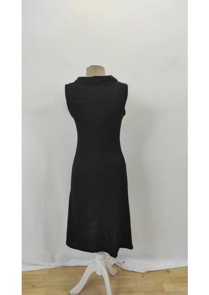 Kadın V Yakalı Önden Düğmeli Kaşkorse Elbise