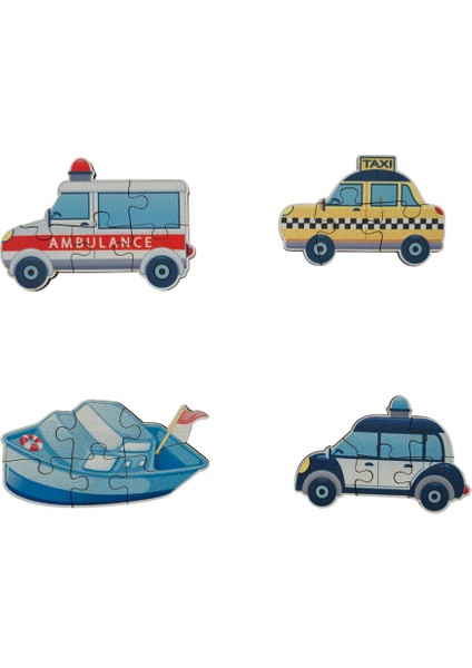 Araçlar Vehicles / 13 Adet Puzzle Yapboz Puzzle / 82 Parça Okul Öncesi Zeka Geliştirici Oyuncak modelleri