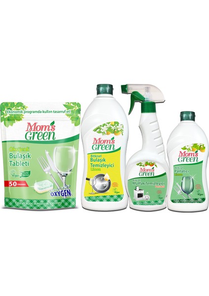 4'lü Set Ekolojik Bulaşık Tableti , Parlatıcı, Mutfak Temizleyici Sprey, Elde Bulaşık Deterjanı Limon
