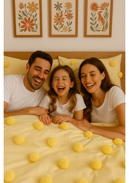 Courchevel Özel Tasarım Nevresim Takımı Çift Kişilik Sarı