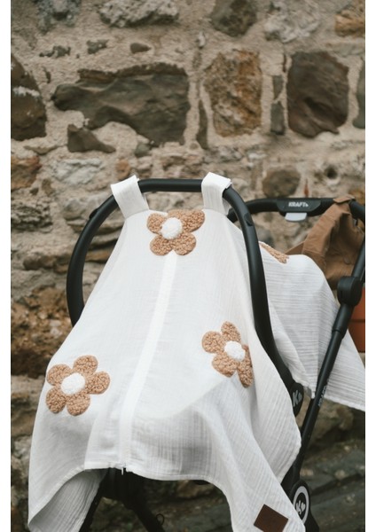 Teddy Papatya 2 Kat Fermuarlı Beyaz Müslin Puset Örtüsü Şık Tasarım fiyatları