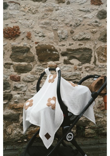 Teddy Papatya 2 Kat Fermuarlı Beyaz Müslin Puset Örtüsü Şık Tasarım modelleri