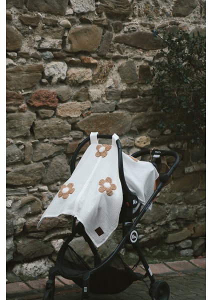 Teddy Papatya 2 Kat Fermuarlı Beyaz Müslin Puset Örtüsü Şık Tasarım indirimleri