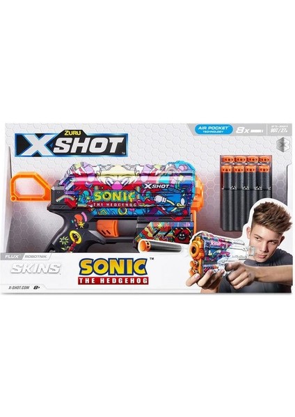 X-Shot Skins Flux Sonic The Hedgehog 8 Mermili Sünger Dart Atan Silah 21 cm 57952 Robotnık