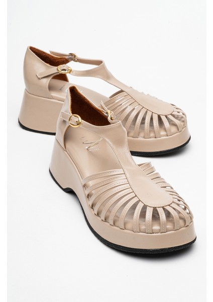 Anıel Bej Kadın Dolgu Topuklu Sandalet