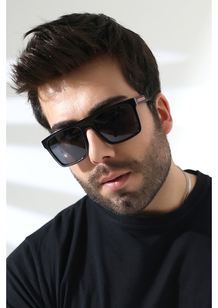 Erkek Kare Aksesuarlı Polarize Güneş Gözlüğü 23061 C2 P