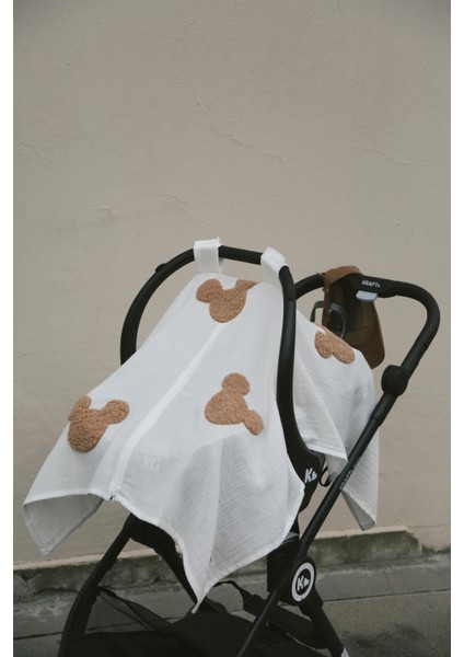 Teddy Souris Fermuarlı 2 Kat Müslin Puset Örtüsü