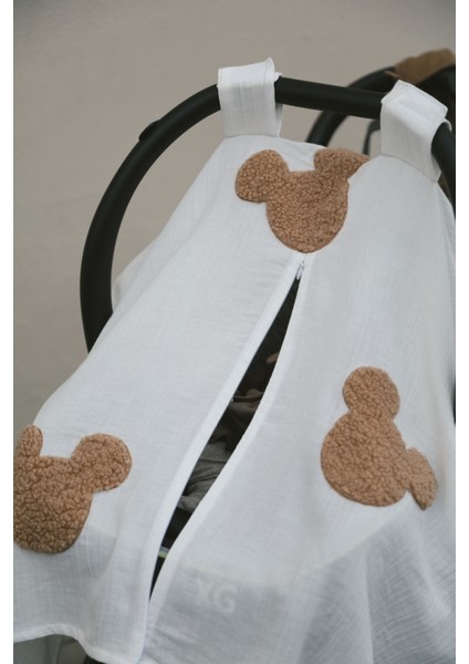 Teddy Souris Fermuarlı 2 Kat Müslin Puset Örtüsü modelleri