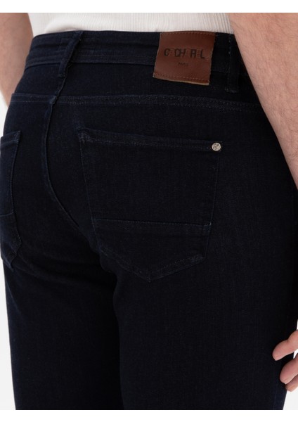 Erkek Lacivert Slim Fit Pamuk Karışımlı Jean Pantolon 50305699-VR033