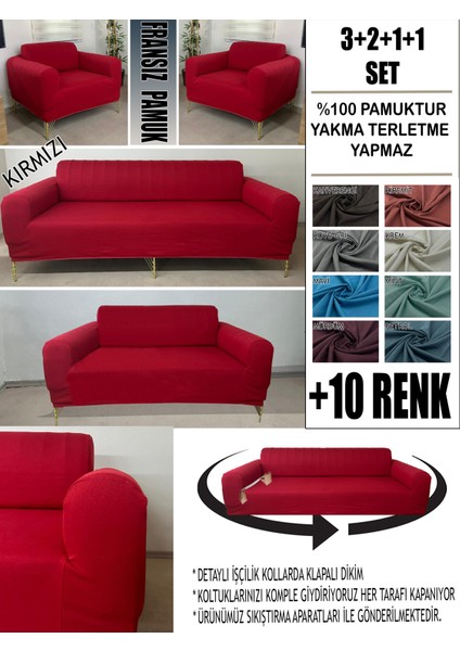 %100 Pamuk Fransız Kumaş 3+2+1+1 Komple Giydirme Kanepe&çekyat, Bohem, Vb. Model Koltuk Kılıfı