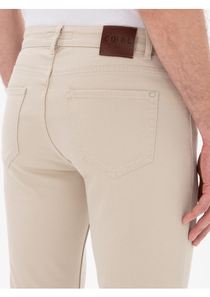 Erkek Bej Slim Fit Pamuk Karışımlı Jean Pantolon 50306703-VR011
