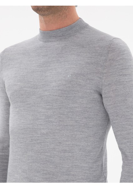 Erkek Gri Slim Fit Basic Kazak 50296402-VR024