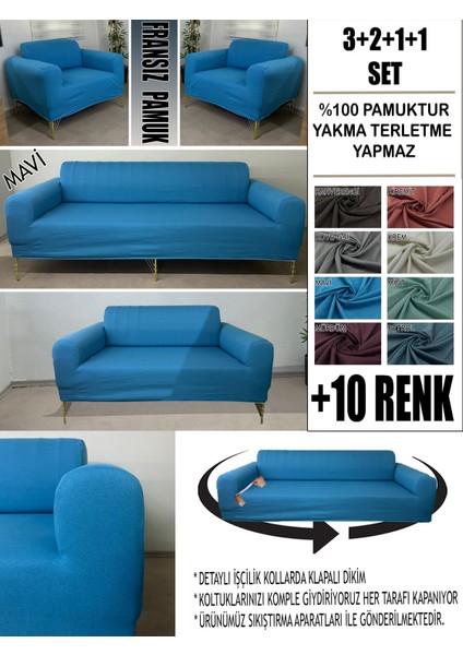 %100 Pamuk Fransız Kumaş 3+2+1+1 Komple Giydirme Kanepe&çekyat, Bohem, Vb. Model Koltuk Kılıfı
