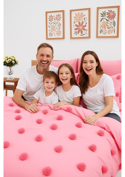 Courchevel Özel Tasarım Nevresim Takımı Çift Kişilik Pembe