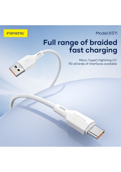 Samsung Huawei Xiaomi iPhone Uyumlu 18W Type-C 1 Metre Foneng Örgü Hızlı Şarj Data Kablosu indirimleri