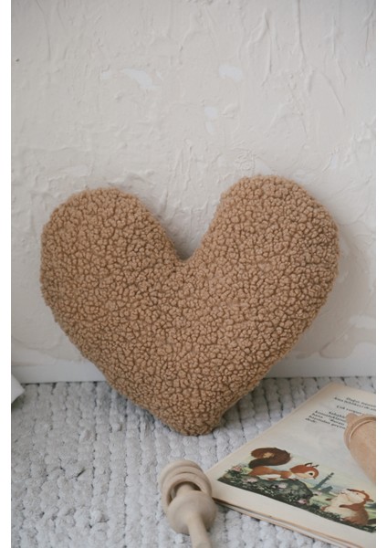 Teddy Kahve Kalp Yastık