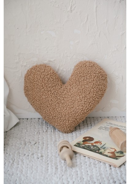 Teddy Kahve Kalp Yastık