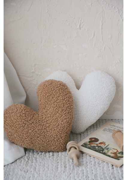 Teddy Kahve Kalp Yastık
