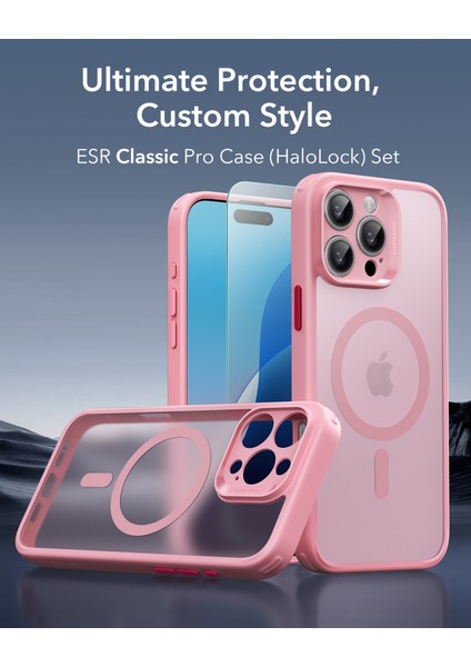 Iphone 16 Pro Max Halolock Magsafe Hybrid Silikon Kılıf Buzlu Pembe + Ekran Koruyucu Set fiyatları