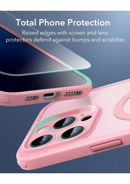 Iphone 16 Pro Max Halolock Magsafe Hybrid Silikon Kılıf Buzlu Pembe + Ekran Koruyucu Set