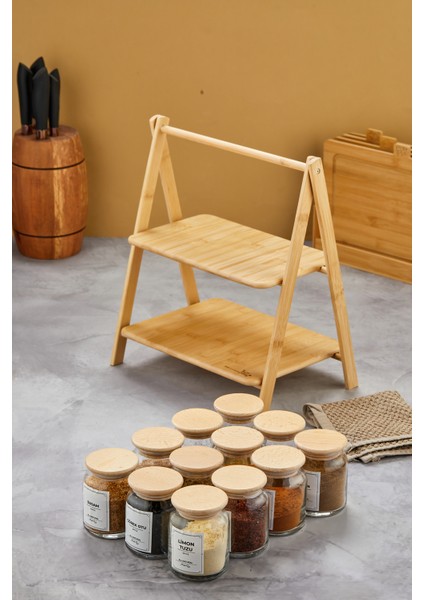 2 Katlı Açılıp Kapanabilen Bambu Stant-Düzenleyici-Organizer-Sunum Tepsisi fiyatları