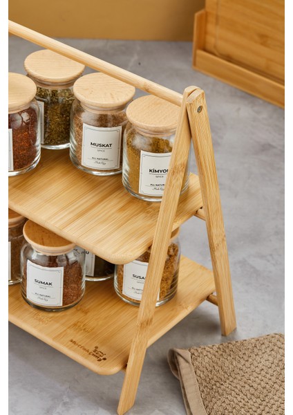 2 Katlı Açılıp Kapanabilen Bambu Stant-Düzenleyici-Organizer-Sunum Tepsisi modelleri