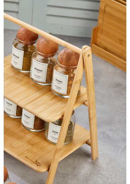 2 Katlı Açılıp Kapanabilen Bambu Stant-Düzenleyici-Organizer-Sunum Tepsisi fırsatları