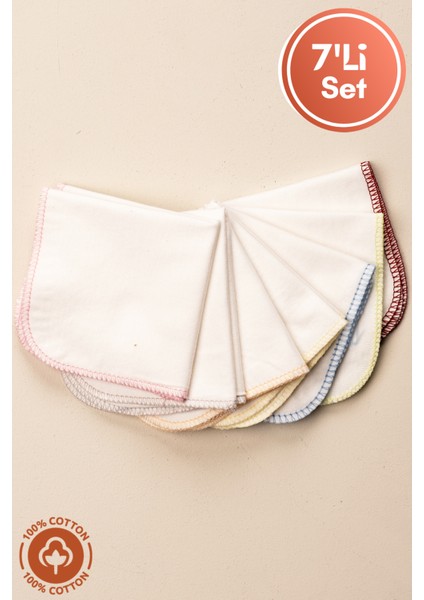 Unisex Bebek %100 Organik Pamuklu Çift Katlı 7'li Yenidoğan Bebek Süprem Ağız Mendili Renkli Set fiyatları