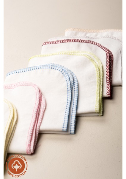 Unisex Bebek %100 Organik Pamuklu Çift Katlı 7'li Yenidoğan Bebek Süprem Ağız Mendili Renkli Set modelleri