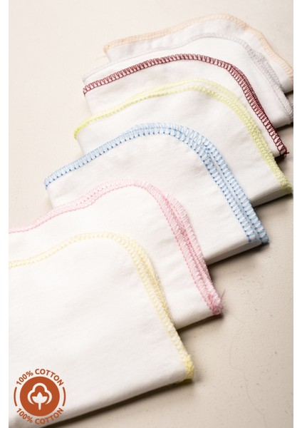 Unisex Bebek %100 Organik Pamuklu Çift Katlı 7'li Yenidoğan Bebek Süprem Ağız Mendili Renkli Set