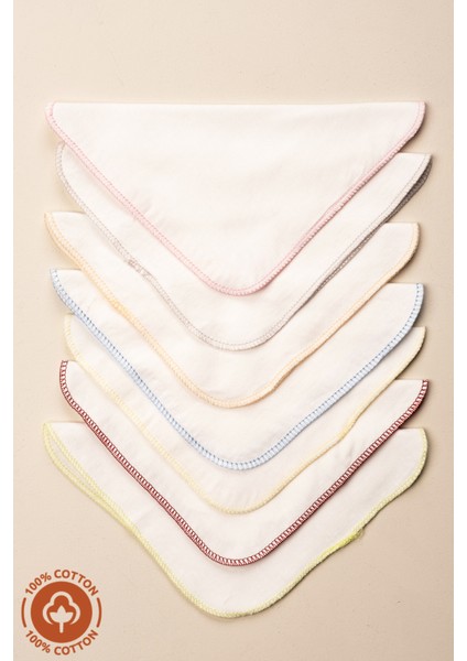 Unisex Bebek %100 Organik Pamuklu Çift Katlı 7'li Yenidoğan Bebek Süprem Ağız Mendili Renkli Set