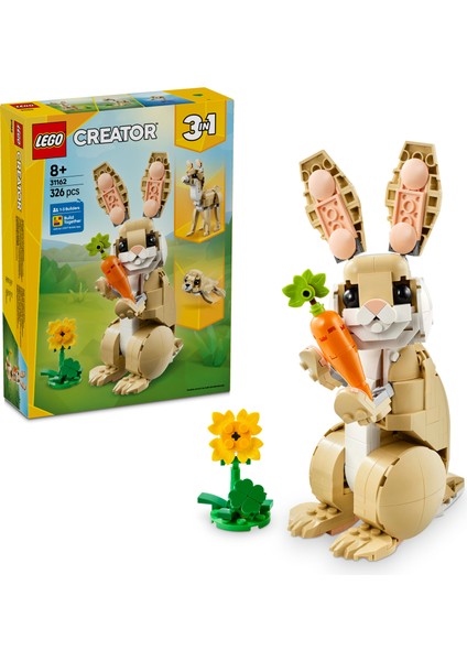 ® Creator 3’ü 1 Arada Sevimli Tavşan 31162 - 8 Yaş & Üzeri Çocuklar için Yaratıcı Oyuncak Yapım Seti (326 Parça)