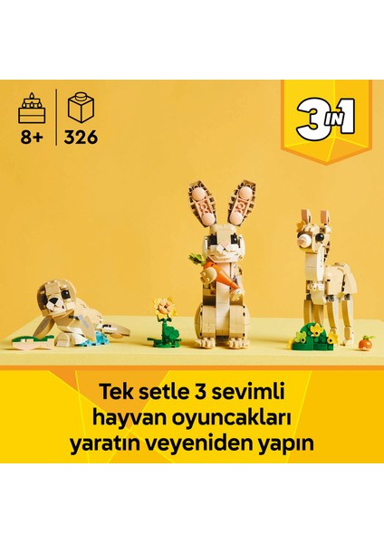 ® Creator 3’ü 1 Arada Sevimli Tavşan 31162 - 8 Yaş & Üzeri Çocuklar için Yaratıcı Oyuncak Yapım Seti (326 Parça) indirimleri