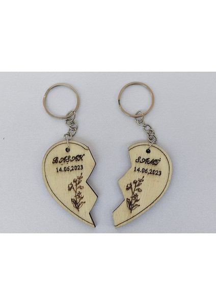 Çiftlere Özel Yazılı Ahşap Anahtarlık – Kalp Detaylı Lazer Kesim – Kavak Kontraplak fiyatları