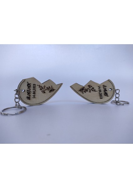 Çiftlere Özel Yazılı Ahşap Anahtarlık – Kalp Detaylı Lazer Kesim – Kavak Kontraplak fırsatları