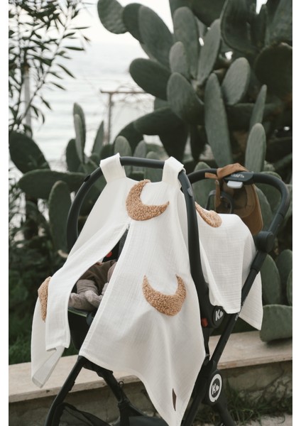 Teddy Ay Fermuarlı 2 Kat Müslin Puset Örtüsü