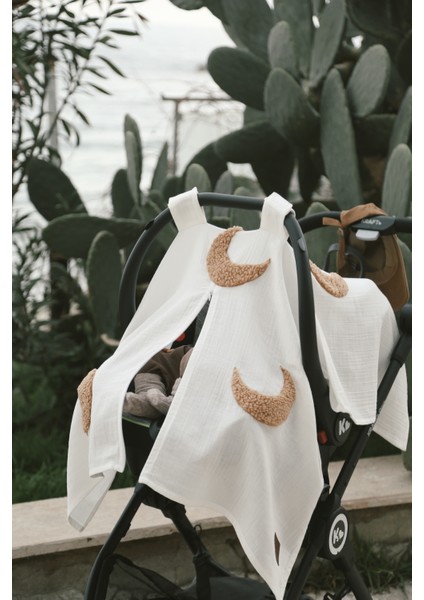 Teddy Ay Fermuarlı 2 Kat Müslin Puset Örtüsü