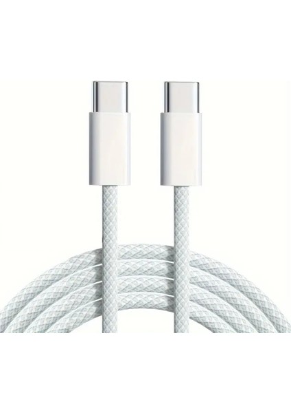 iPhone Samsung Xiaomi Oppo Huawei Type-C Lightining 2in1 60W 1m Halat Örgü Hızlı Şarj Data Kablosu