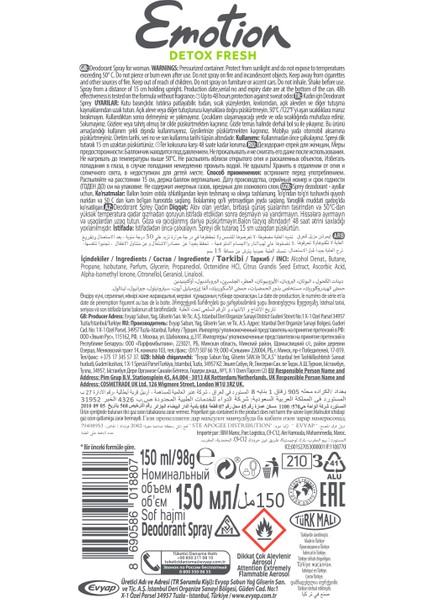 Detox Fresh Kadın Deodorant 6X150ML