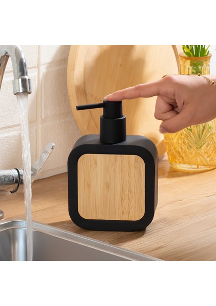 3147 Banyo ve Mutfak Sıvı Sabunluk 400ML Siyah-Ahşap fiyatları