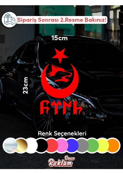 Bozkurt ve Orhun Yazılı Hilal Sticker – Türk Motifli Araç Stickerı