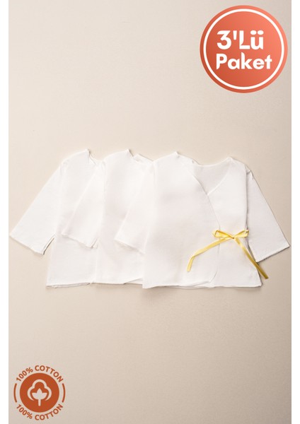 Unisex Bebek %100 Organik Pamuklu 3'lü Yenidoğan Bebek Iç Zıbın Set