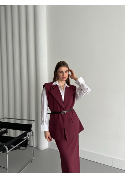 Bordo Kemerli Yelek fiyatları