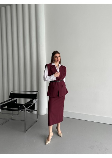 Bordo Kemerli Yelek fırsatları