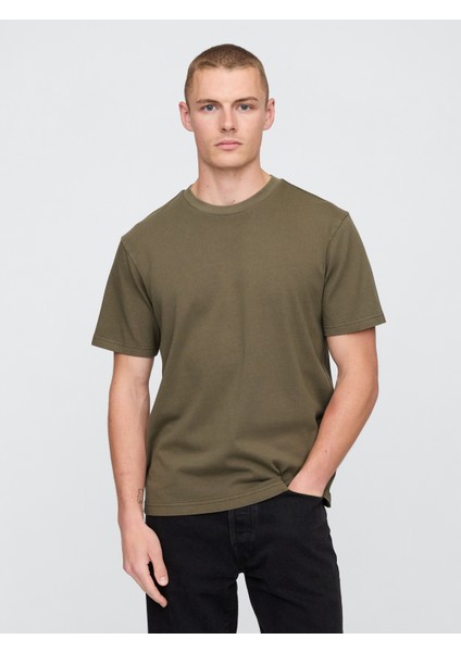 Erkek Haki Heavyweight Original T-Shirt
