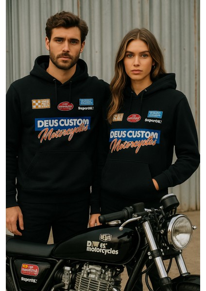 Unisex Ikili Paket Kadın-Erkek Sevgili Kombini - Kapüşonlu Baskı Detaylı Sweatshirt 2'li Paket